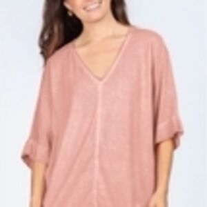 Elegant Pink V-Neck Women's Top
